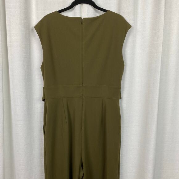 Calvin Klein Green Sleeveless Waist Tie Wide Leg Cropped Jumpsuit Sz.12 NWT - Picture 8 of 11